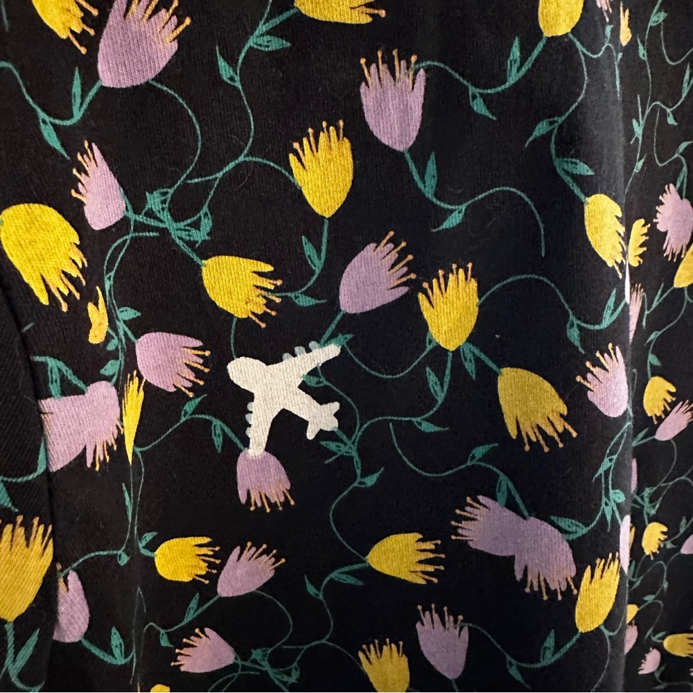 adidas Black Floral Short Sleeve Tee with White Stripes - Picture 6 of 13